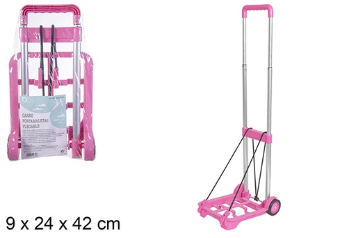 [114734] Magenta folding suitcase trolley