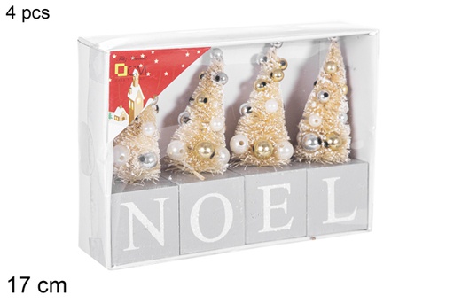 [114894] Pack 4 árboles de Navidad NOEL plata 17 cm