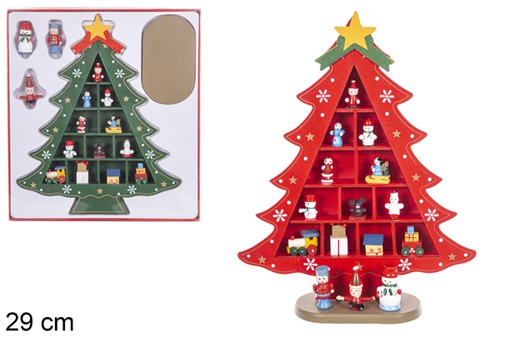 [114896] Árbol de Navidad madera decorado color surtido 29 cm