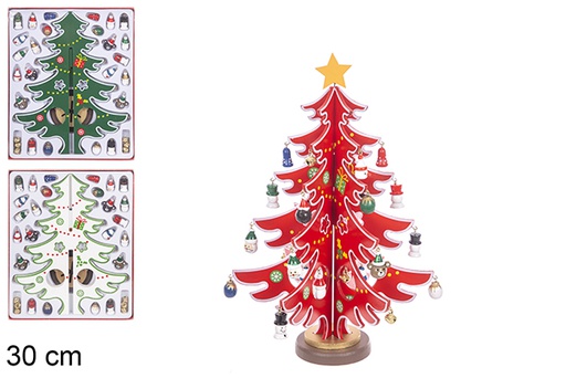 [114898] Árvore de Natal de madeira decorada cores sortidas 30 cm