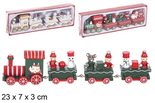 [114902] Train de Noël en bois couleurs assorties 23x7 cm