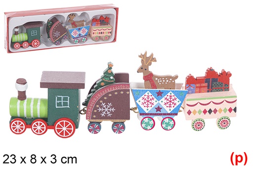 [114905] Train de Noël en bois couleur 23x8x3 cm