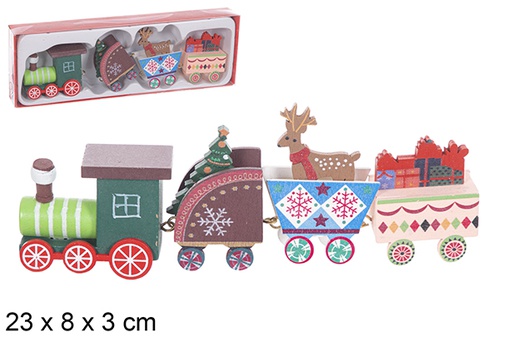 [114905] Train de Noël en bois couleur 23x8x3 cm