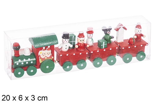 [114909] Boite PVC couleurs train de Noel en bois 20x6x3 cm