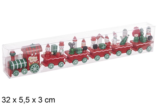 [114911] Tren de madera navideño colores caja PVC 32x5,5x3 cm