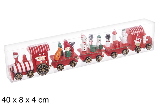 [114912] Trenino natalizio in legno colori scatola PVC 40x8 cm