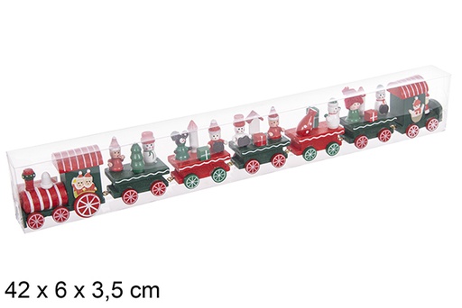 [114914] Boite PVC couleurs train de noel en bois 42x6x cm