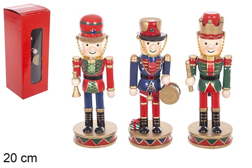 [114928] Quebra-nozes de Natal de madeira cores sortidas 3 modelos 20 cm