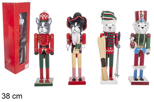 [114933] Quebra-nozes animais de madeira decorados Natal modelo sortido 38 cm