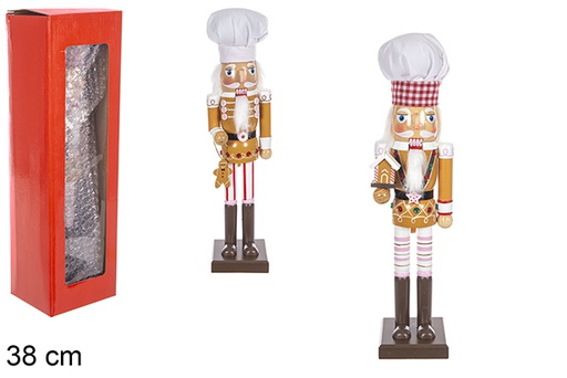 [114934] Quebra-nozes madeira chef decorado Natal modelo sortido 38 cm