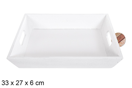 [114952] Caja madera rectangular blanca 33x27 cm