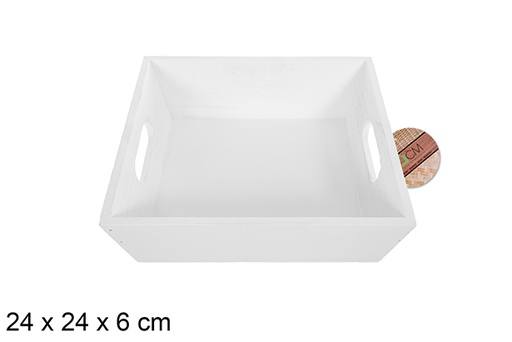 [114956] Caja madera cuadrada blanca 24 cm