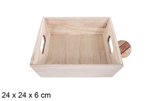 [114958] Caja madera cuadrada natural 24 cm