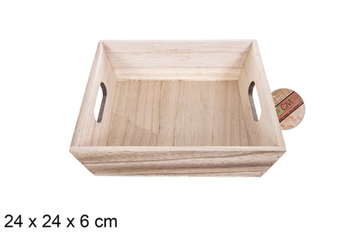 [114959] Caja madera cuadrada vintage 24 cm