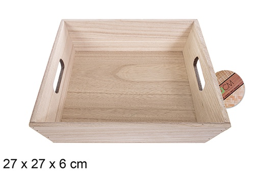 [114962] Caja madera cuadrada natural 27 cm