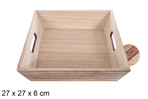 [114963] Caja madera cuadrada vintage 27 cm