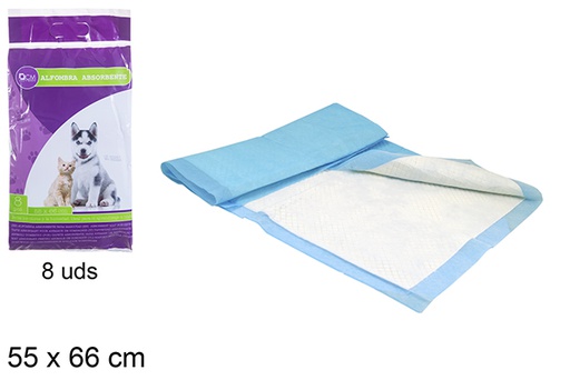 [114999] Pack 8 alfombras absorbentes mascotas bolsa 55x66 cm