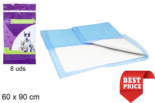 [115000] Pack 8 tappetini assorbenti per animali domestici borsa 60x90 cm