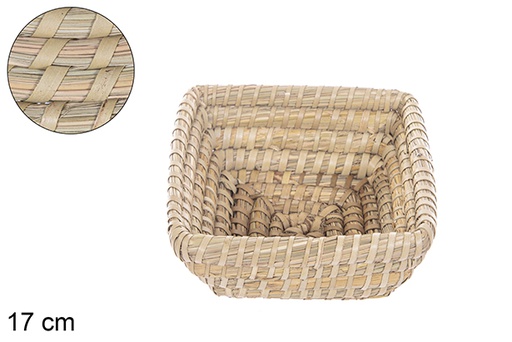[115016] Cesto quadrado seagrass com costura palma 17 cm