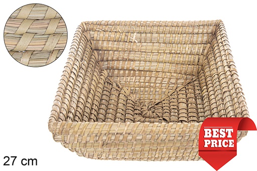 [115018] Cesto quadrado seagrass com costura palma 27 cm