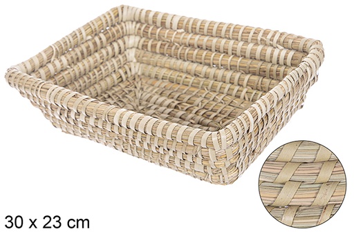 [115024] Cesta seagrass cosida palma rectangular 30x23 cm