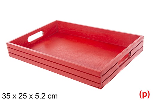 [115032] Red wooden Christmas tray 35x25x5,2 cm