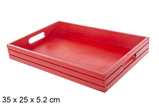 [115032] Red wooden Christmas tray 35x25x5,2 cm