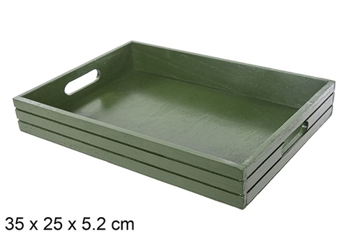 [115033] Vassoio natalizio in legno verde 35x25 cm