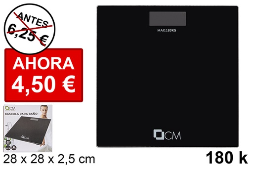 [112436] Pèse-personne carré noir maximum 180 kg