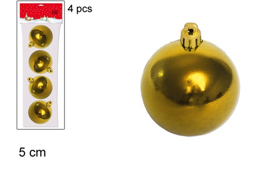 [047855] Pack 4 bolas Navidad oro brillo 5 cm