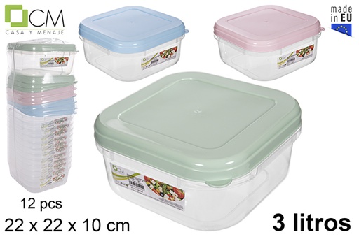[115055] Squared lunch box with pastel colors lid 3 l.
