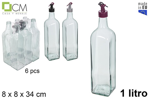 [115127] Aceitera cristal Marasca con tapón antigoteo colores 1 L