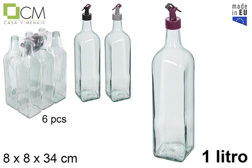 [115127] Aceitera/vinajera cristal Marasca con tapón antigoteo colores 1 litro