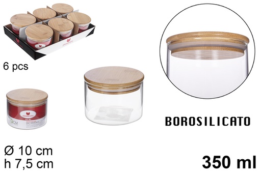 [115131] Barattolo in borosilicato con coperchio in bambù 350 ml