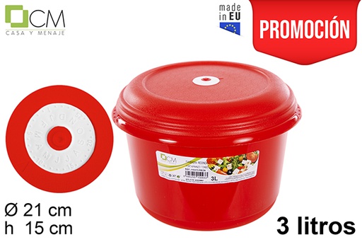 [115173] Boîte à lunch ronde avec couvercle dateur 3 l.