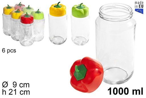 [108023] Pot en verre avec couvercle paprika assorti 1.000 ml