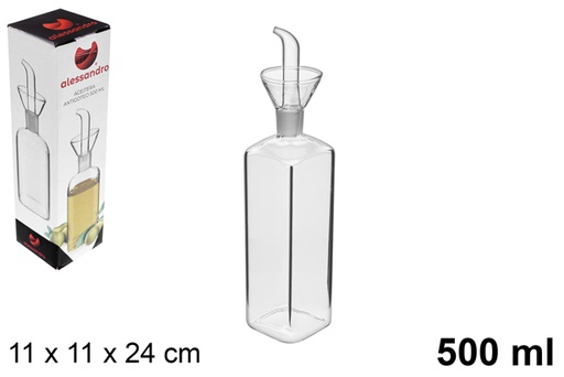 [115266] Oliera quadrata in vetro con dosatore antigoccia 500 ml