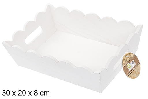 [115333] White rectangular corrugated wooden box 30x20 cm