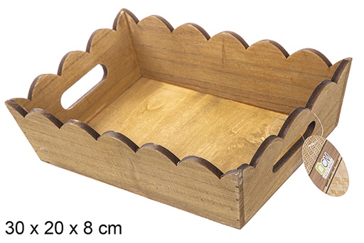 [115334] Coffret rectangulaire en bois ondulé en acajou 30x20 cm