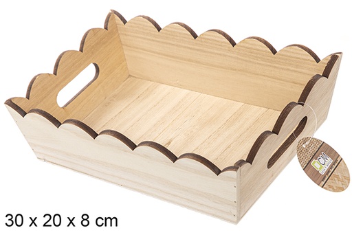 [115335] Natural rectangular wavy wooden box 30x20 cm