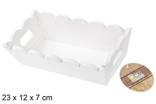 [115343] Caja madera ondulada rectangular blanca 23x12 cm