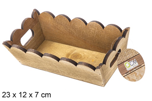 [115344] Coffret rectangulaire en bois ondulé en acajou 23x12 cm