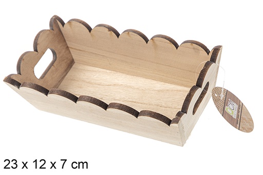 [115345] Natural rectangular wavy wooden box 23x12 cm