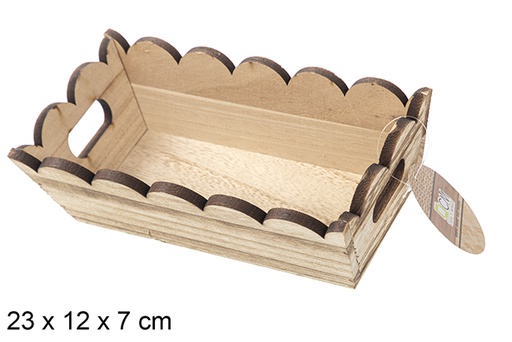[115346] Caja madera ondulada rectangular vintage 23x12 cm