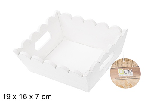 [115347] Caja madera ondulada rectangular blanca 19x16 cm