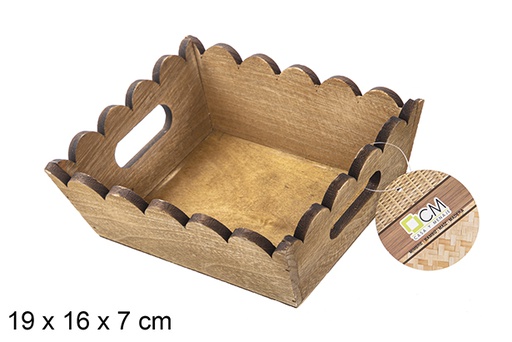 [115348] Caixa retangular de madeira ondulada em mogno 19x16 cm