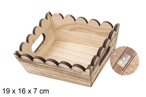 [115350] Scatola vintage in legno ondulato rettangolare 19x16 cm