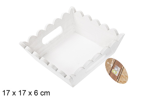 [115351] White square corrugated wooden box 17 cm