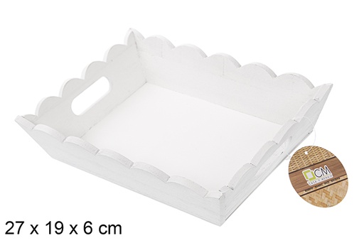 [115359] Boîte rectangulaire en bois ondulé blanc 27x19 cm