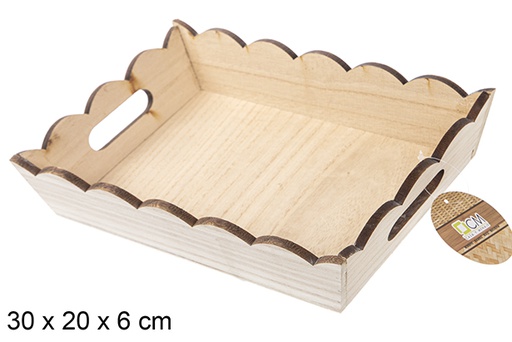 [115365] Natural rectangular wavy wooden box 30x20 cm